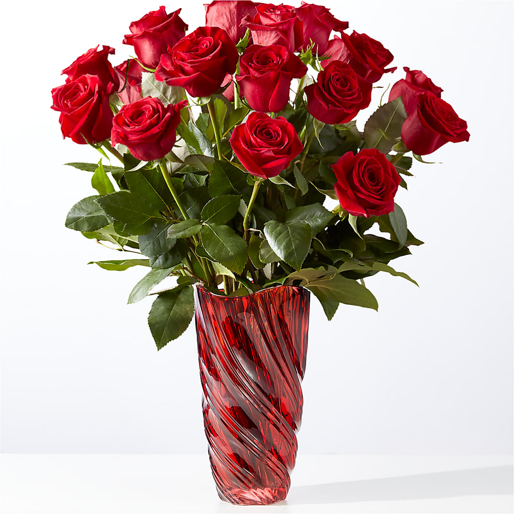 Classic Love Red Rose Bouquet with Luxe Swirl Vase – VIC'S FLORAL INC, Cleveland OH