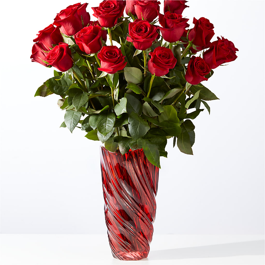 Classic Love Red Rose Bouquet with Luxe Swirl Vase – VIC'S FLORAL INC, Cleveland OH