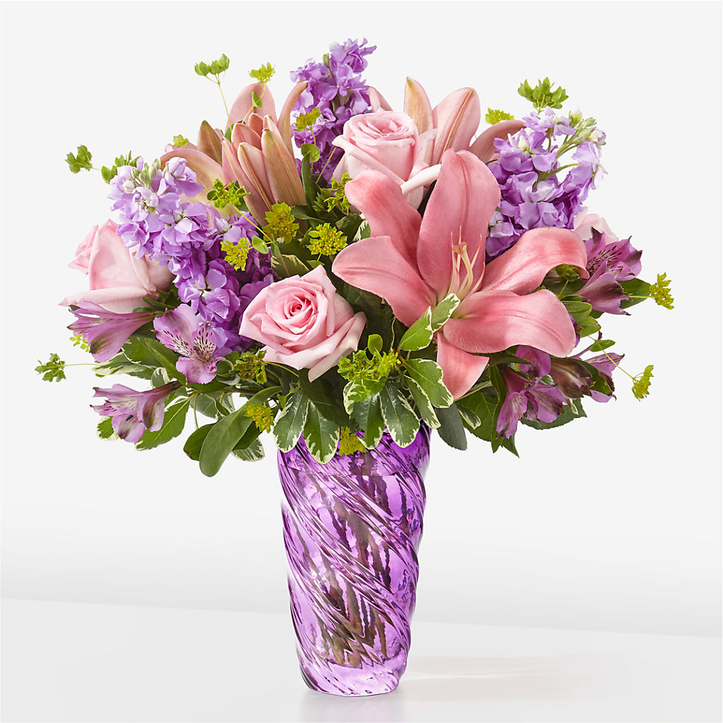 Precious Petals Bouquet with Luxe Swirl Vase – VIC'S FLORAL INC, Cleveland OH