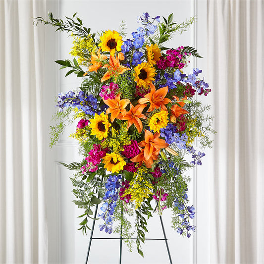 Sunlit Memories Standing Spray (Standard) – VIC'S FLORAL INC, Cleveland OH