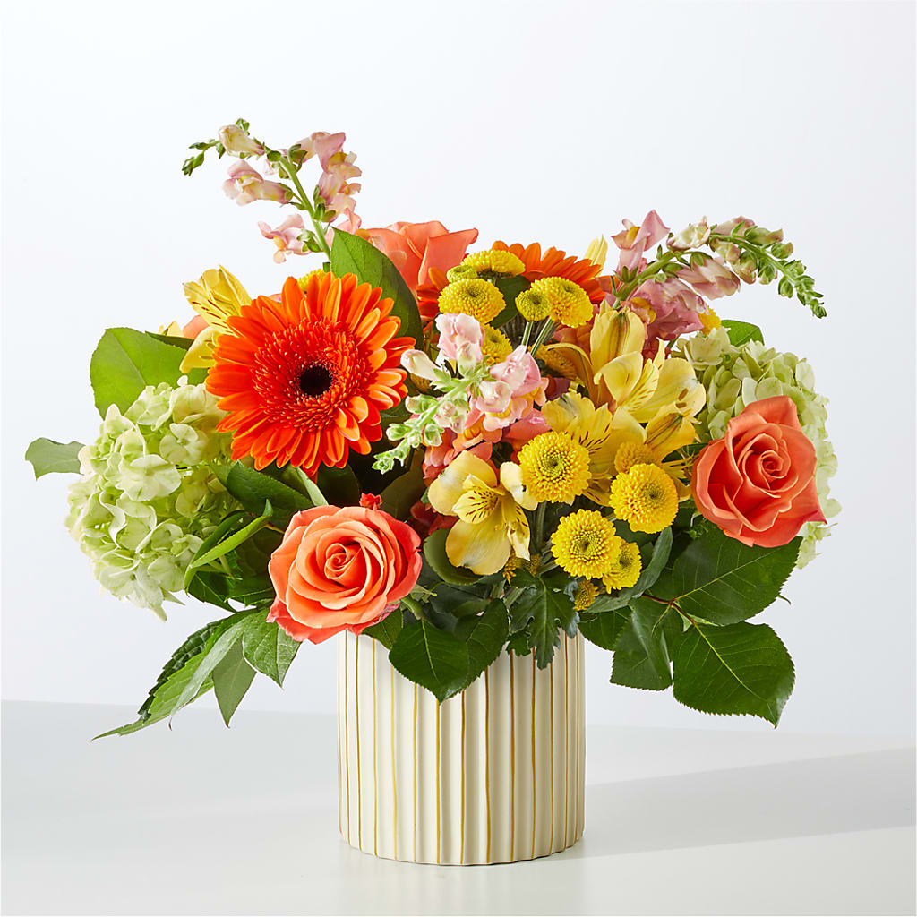 Autumn Sunshine Bouquet with Ivory Vase – VIC'S FLORAL INC, Cleveland OH