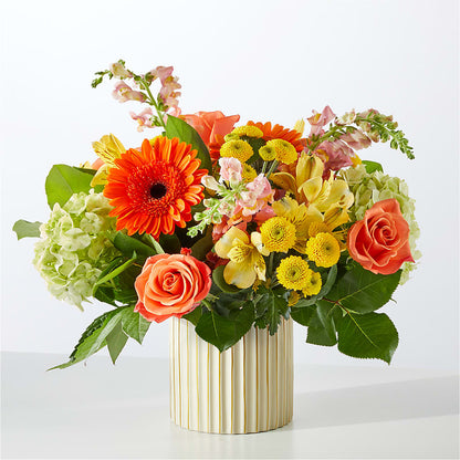 Autumn Sunshine Bouquet with Ivory Vase – VIC'S FLORAL INC, Cleveland OH